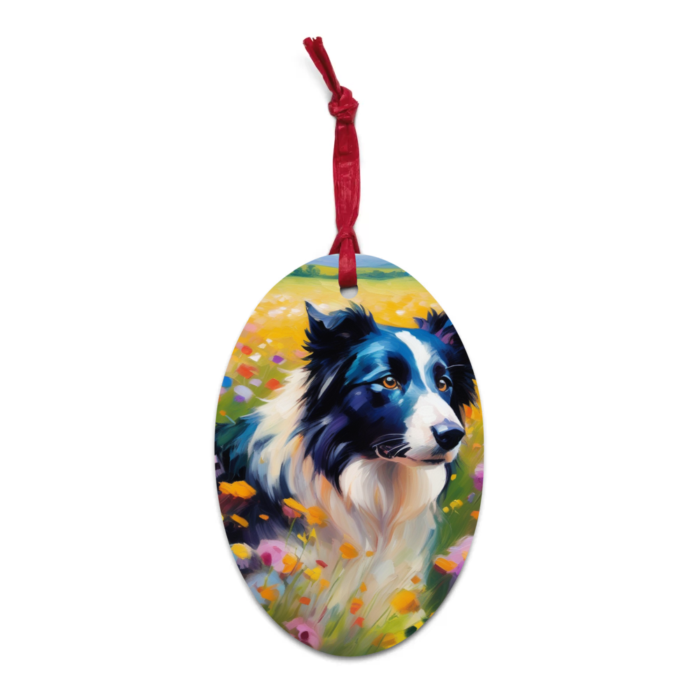 PugMug Custom Border Collie Wooden Ornament
