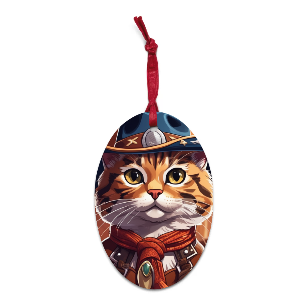 PugMug Custom Tabby Exotic Cat Wooden Ornament
