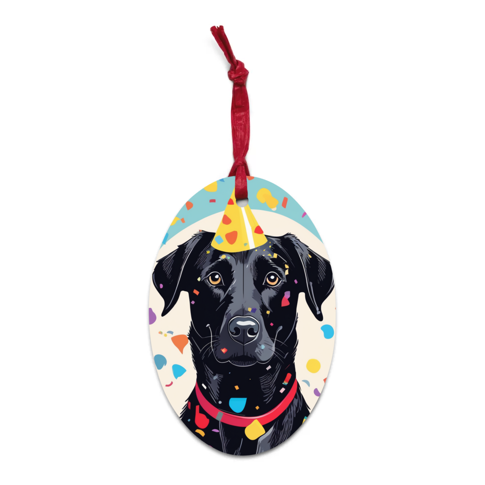 PugMug Custom Black Labrador Retriever Wooden Ornament