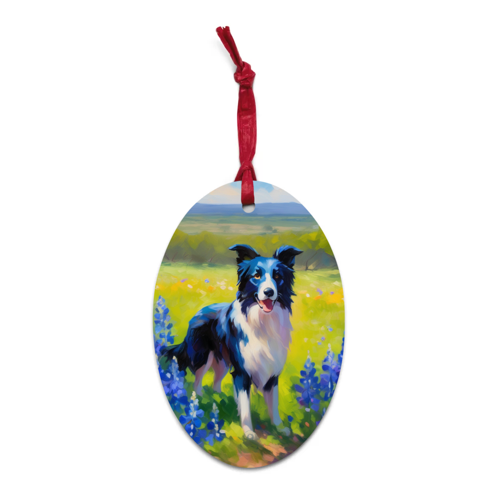 PugMug Custom Border Collie Wooden Ornament