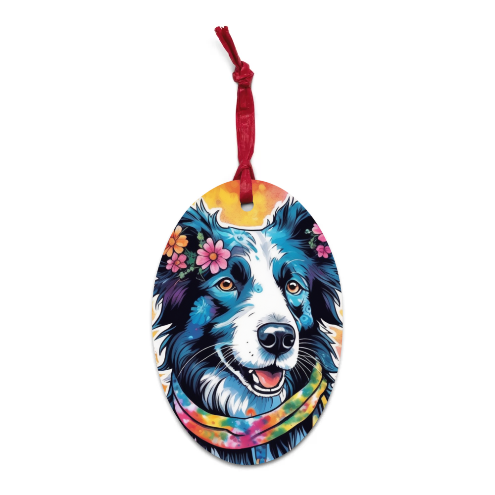 PugMug Custom Border Collie Wooden Ornament