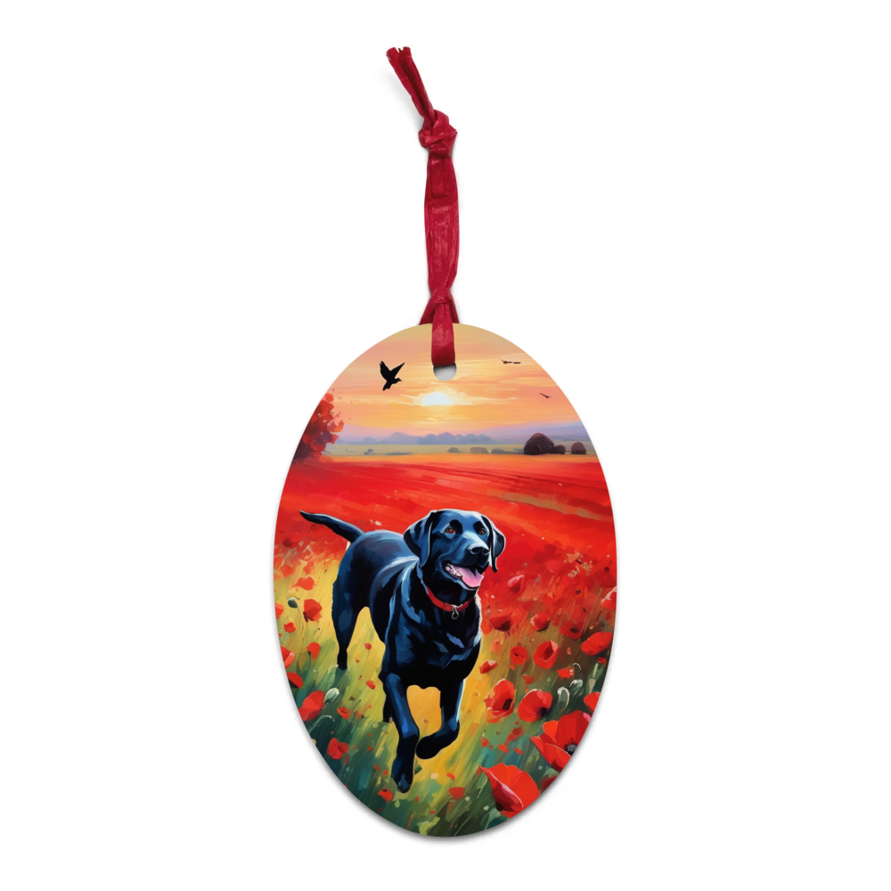 PugMug Custom Black Labrador Retriever Wooden Ornament