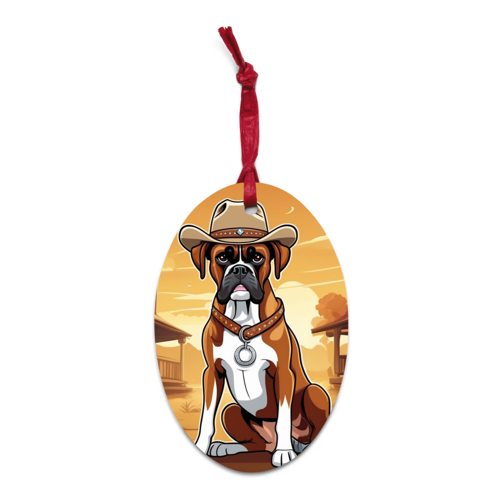 PugMug Custom Boxer Dog Wooden Ornament