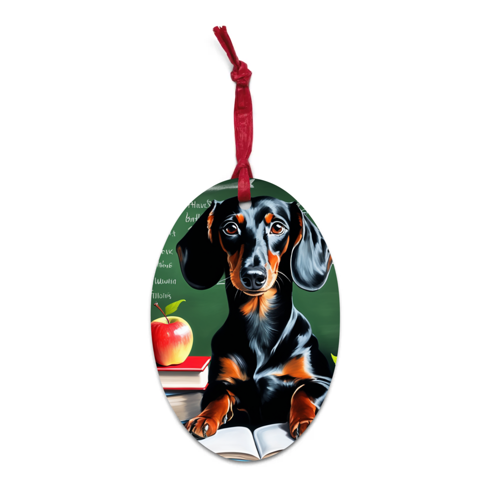 PugMug Custom Black Dachshund Wooden Ornament
