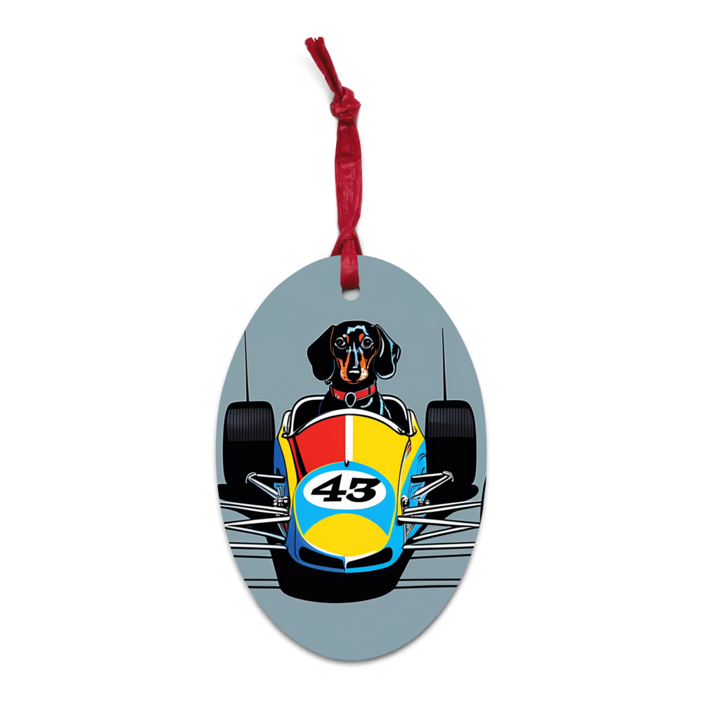 PugMug Custom Black Dachshund Wooden Ornament