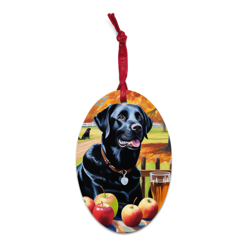 PugMug Custom Black Labrador Retriever Wooden Ornament