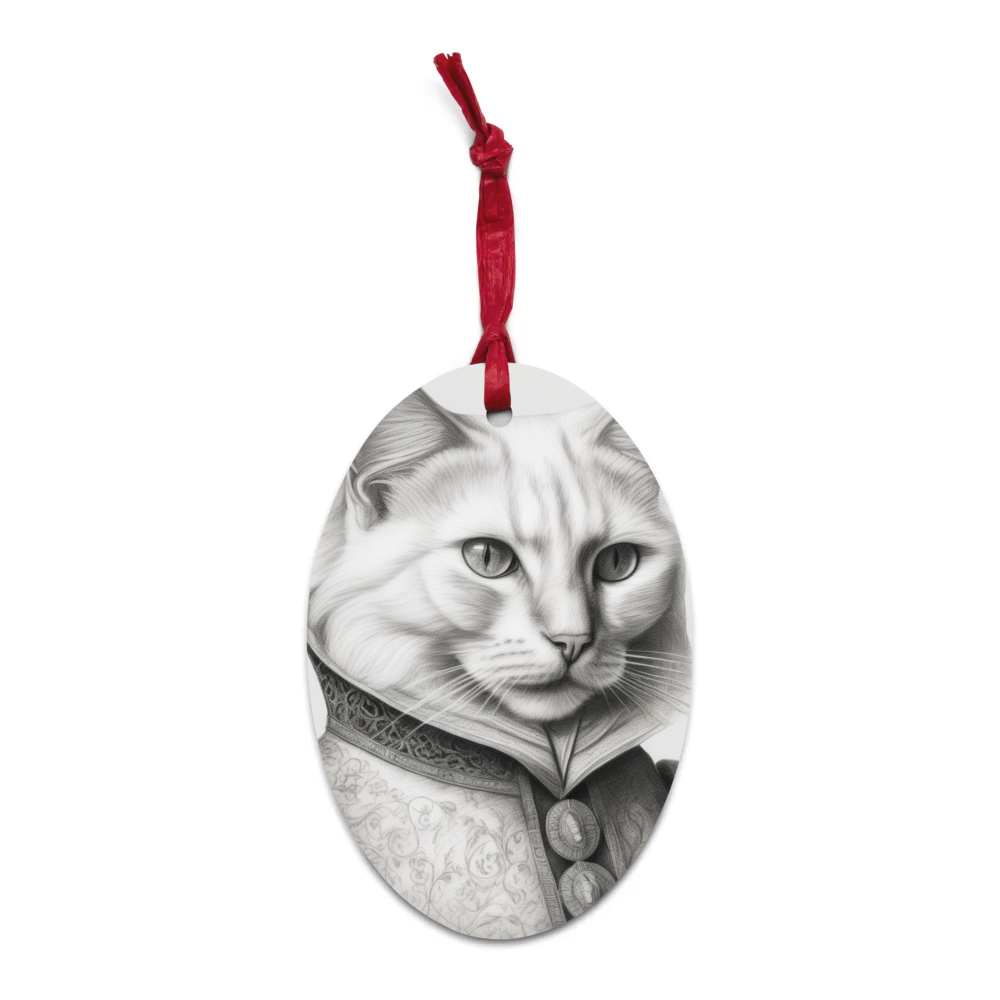 PugMug Custom White Companion Cat Wooden Ornament