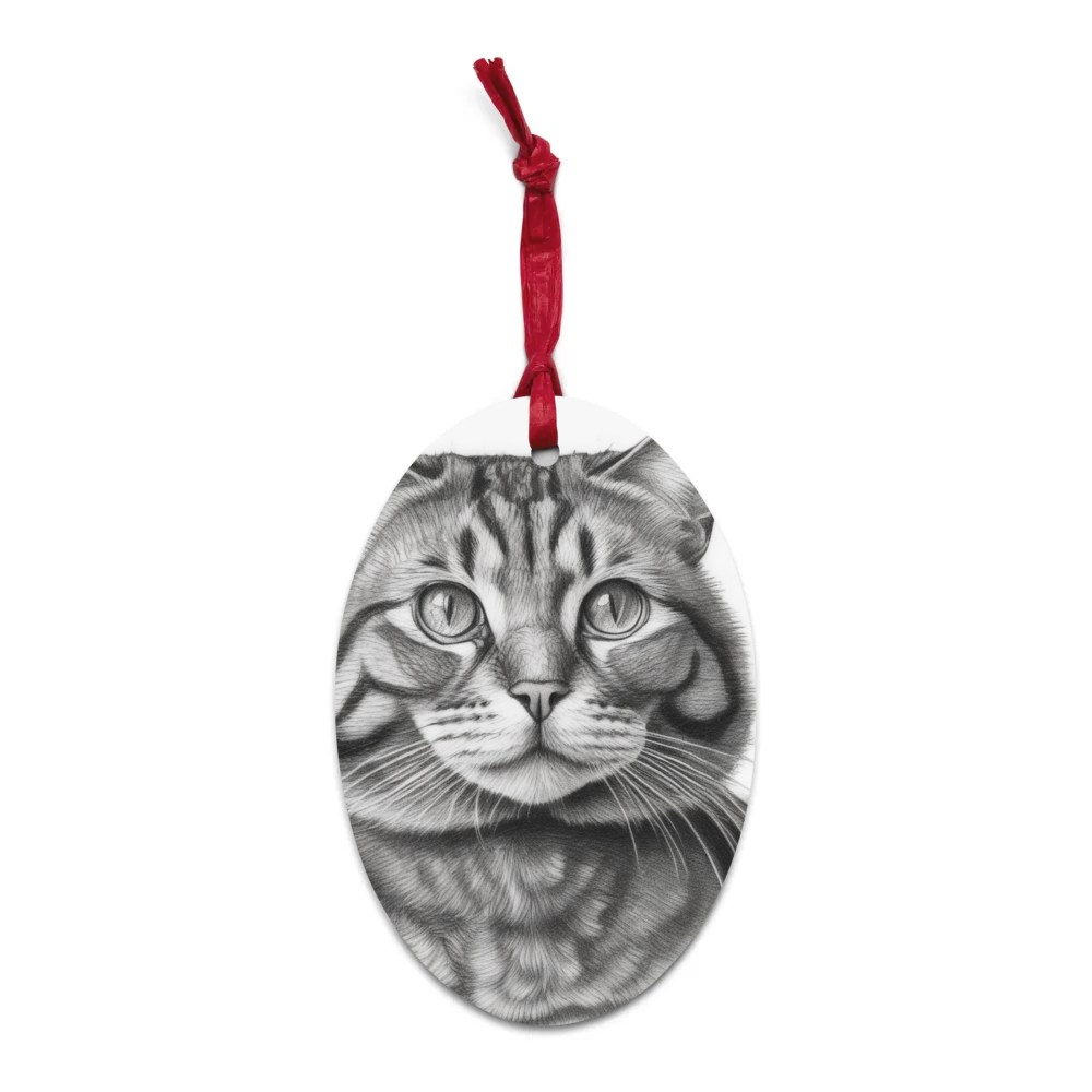 PugMug Custom Tabby Exotic Cat Wooden Ornament