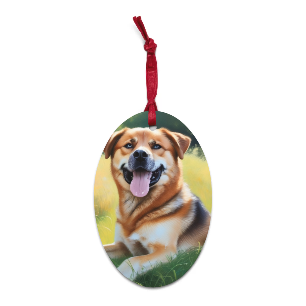 PugMug Custom Blue Wooden Ornament