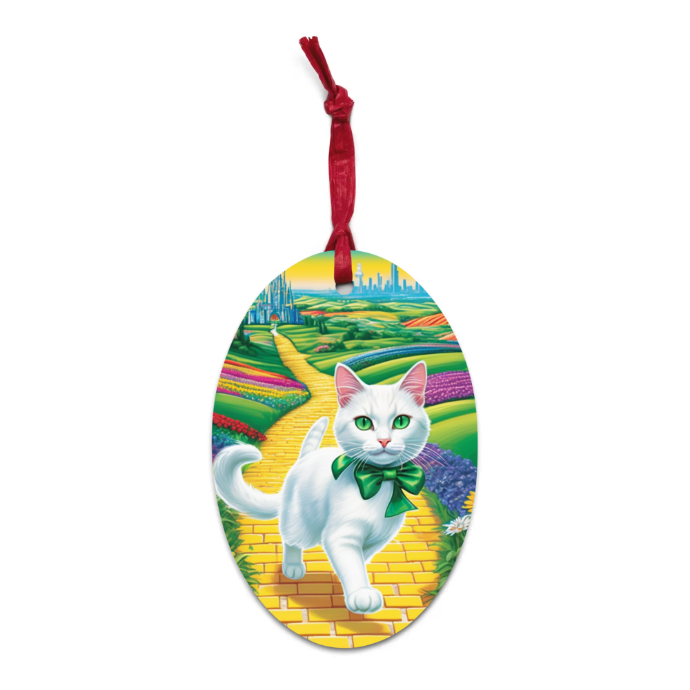 PugMug Custom White Companion Cat Wooden Ornament