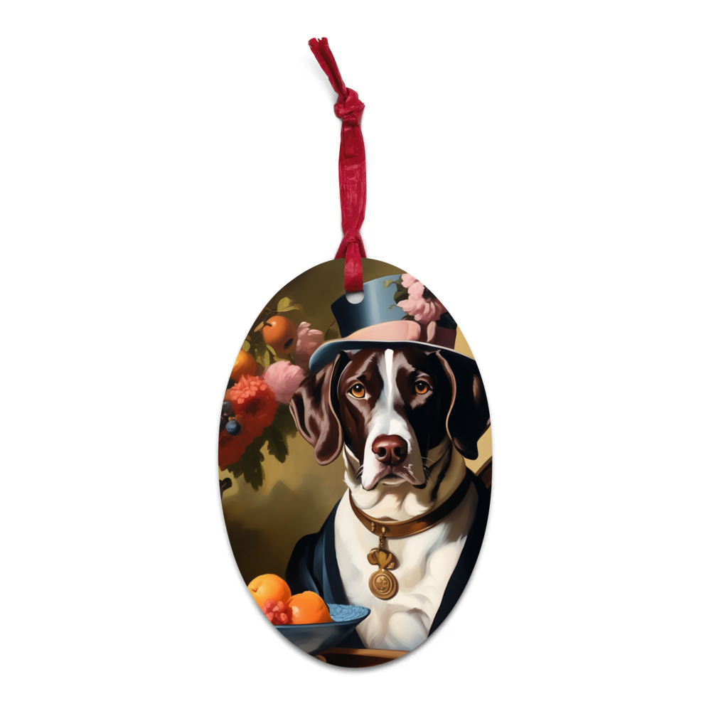 PugMug Custom Pointer Dog Wooden Ornament
