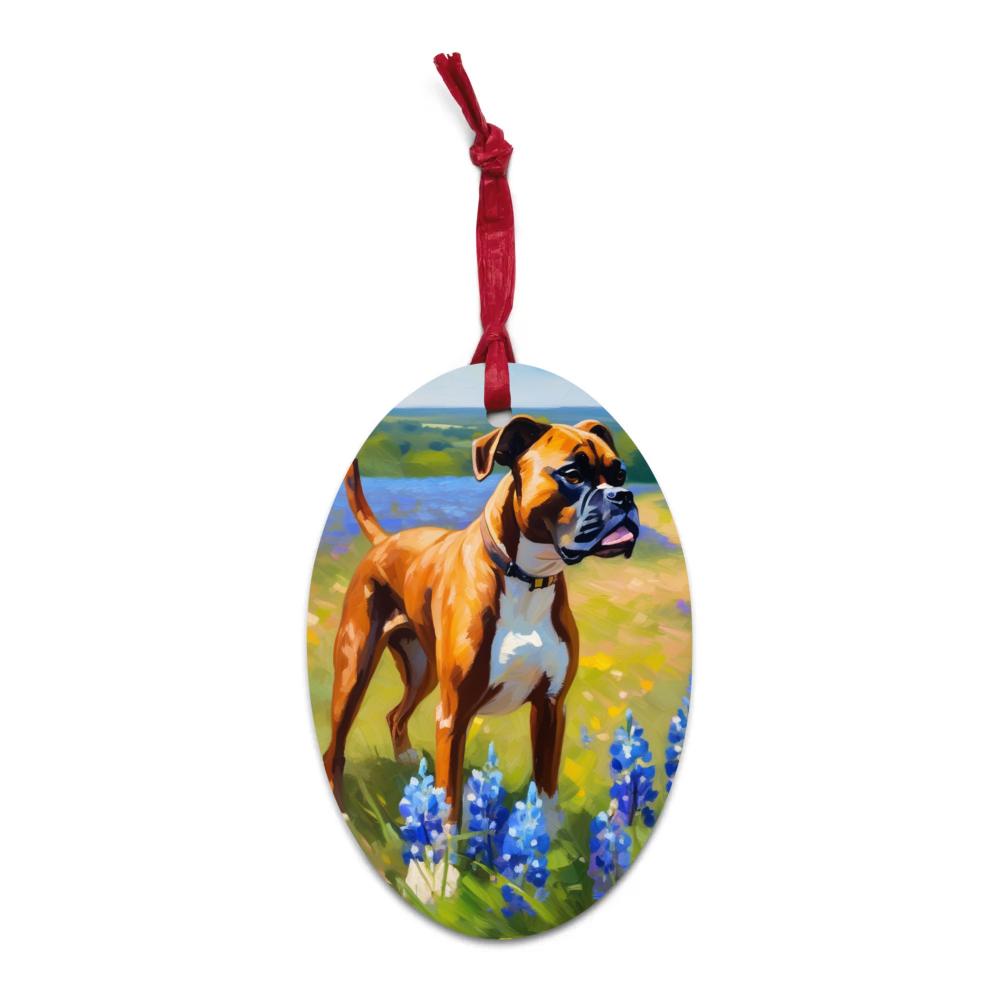 PugMug Custom Boxer Dog Wooden Ornament