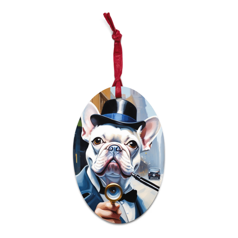 PugMug Custom White French Bulldog Wooden Ornament