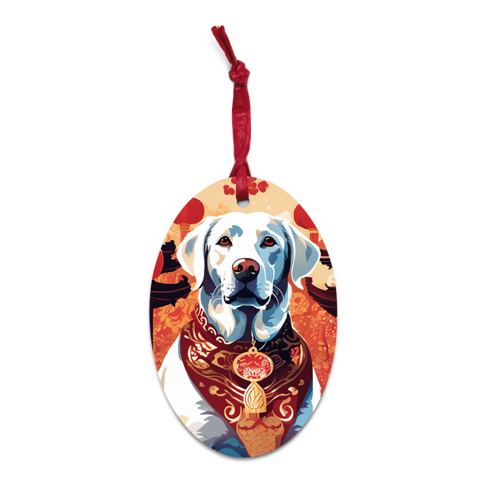 PugMug Custom White Labrador Retriever Wooden Ornament