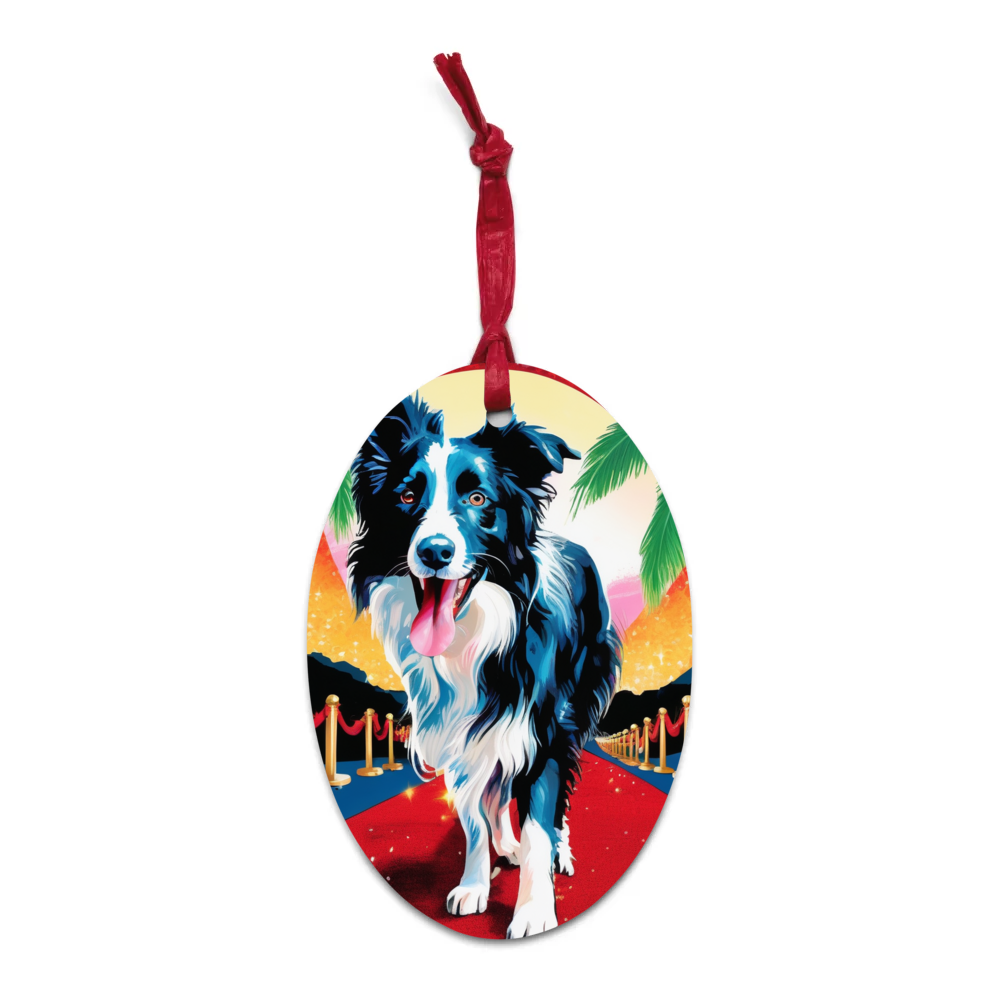 PugMug Custom Border Collie Wooden Ornament