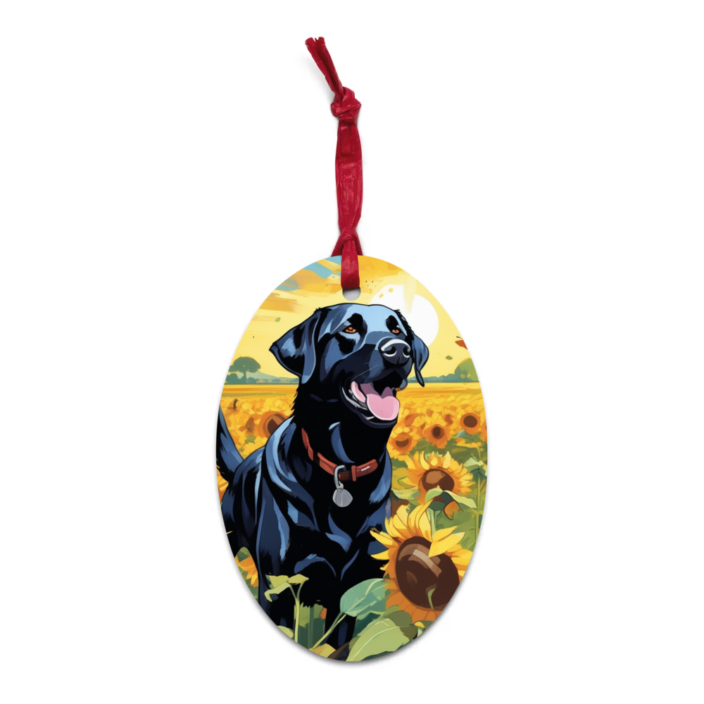 PugMug Custom Black Labrador Retriever Wooden Ornament