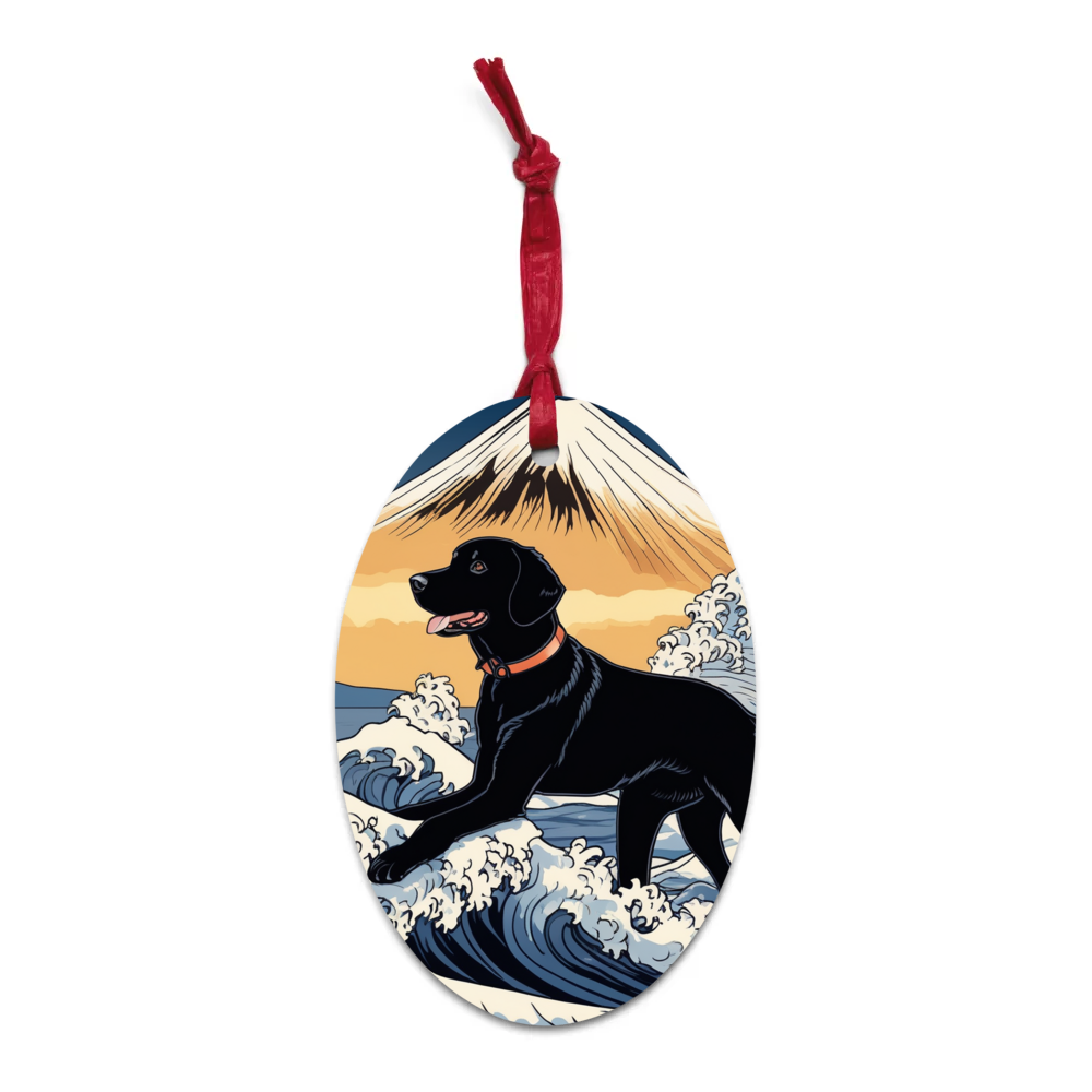 PugMug Custom Black Labrador Retriever Wooden Ornament