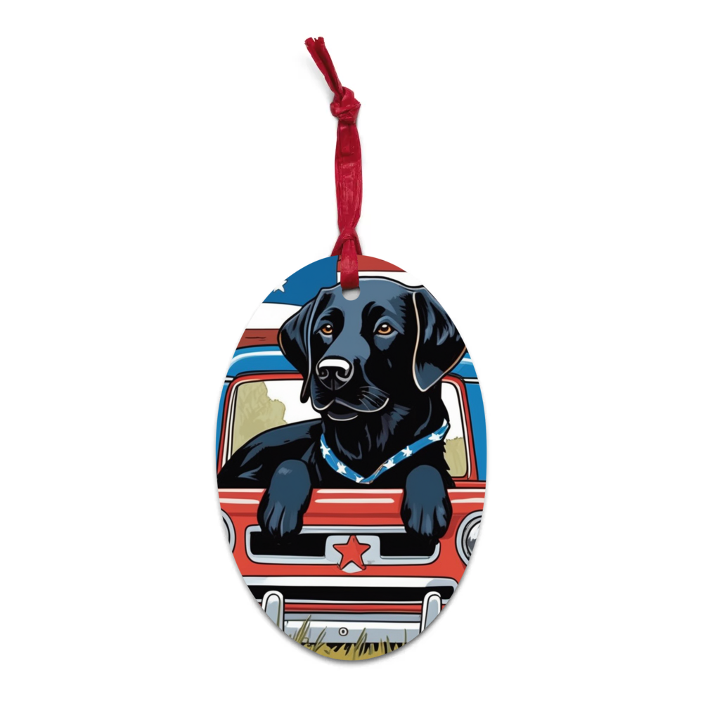 PugMug Custom Black Labrador Retriever Wooden Ornament