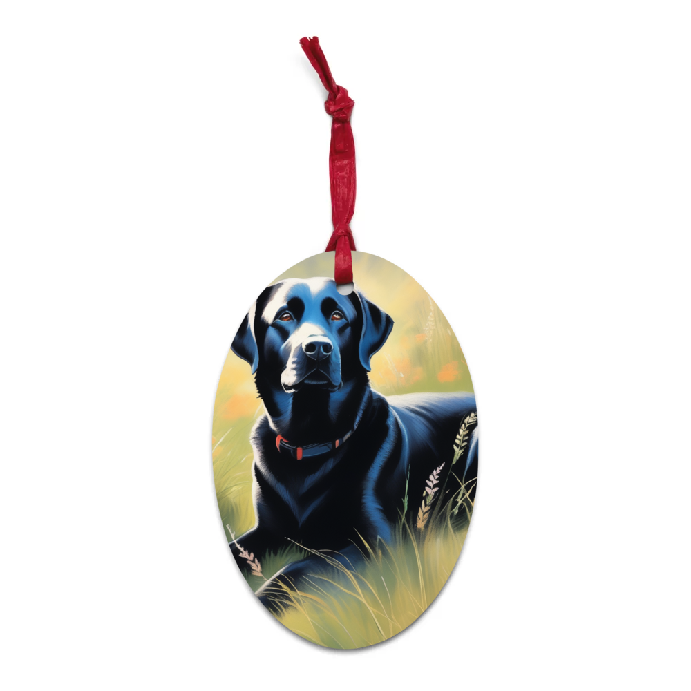 PugMug Custom Black Labrador Retriever Wooden Ornament
