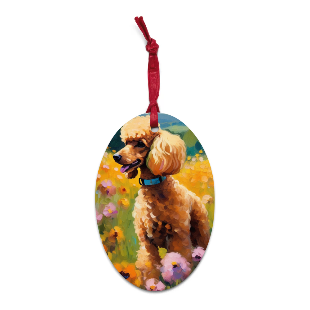 PugMug Custom Tan Poodle Wooden Ornament