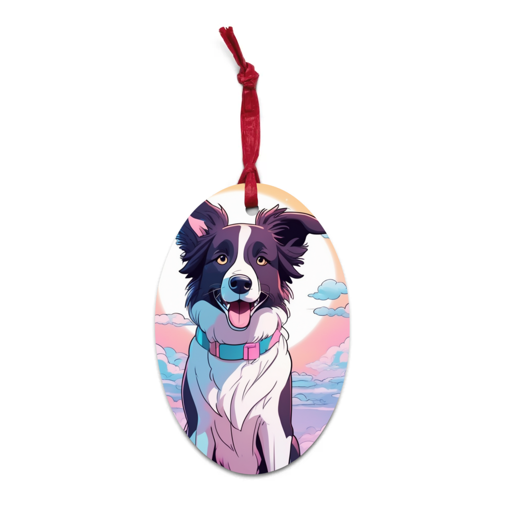 PugMug Custom Border Collie Wooden Ornament