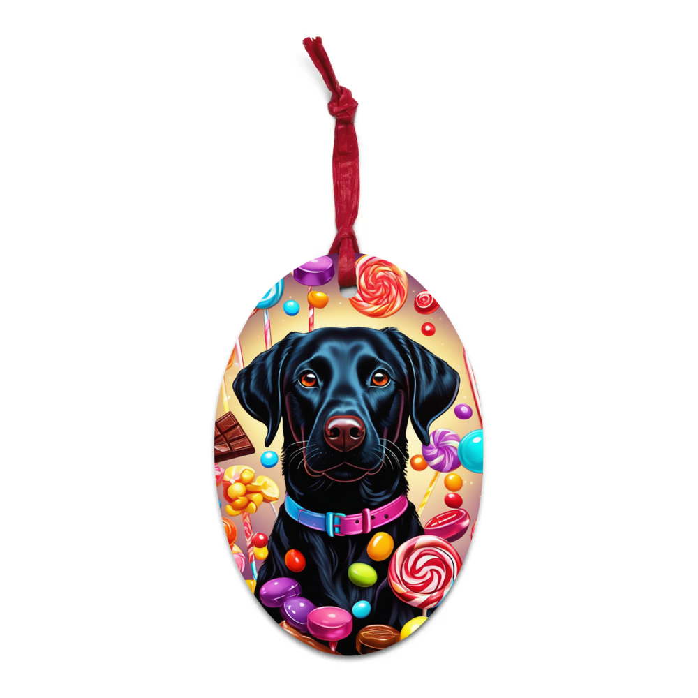 PugMug Custom Black Labrador Retriever Wooden Ornament