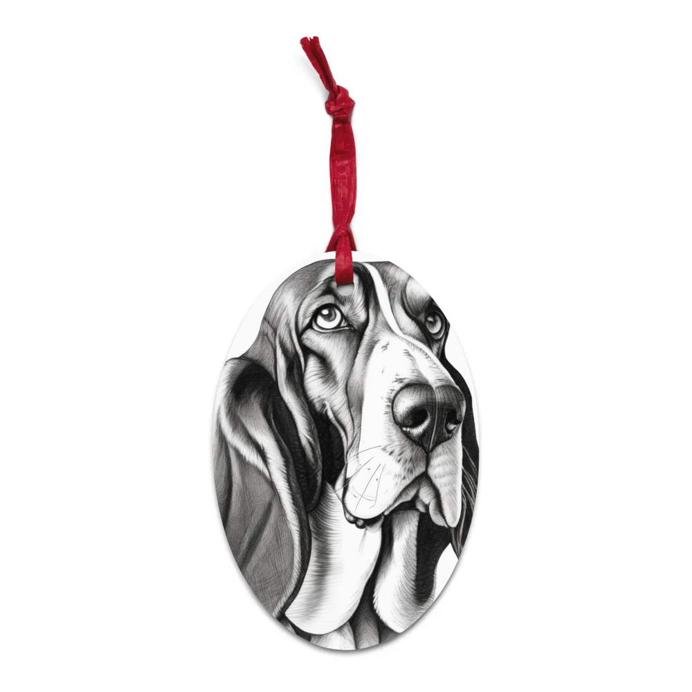 PugMug Custom Basset Hound Wooden Ornament