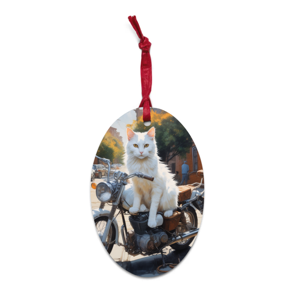PugMug Custom White Companion Cat Wooden Ornament