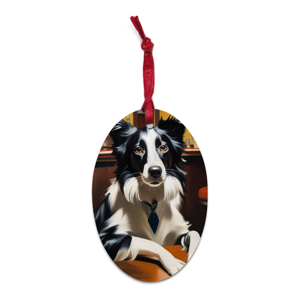 PugMug Custom Border Collie Wooden Ornament
