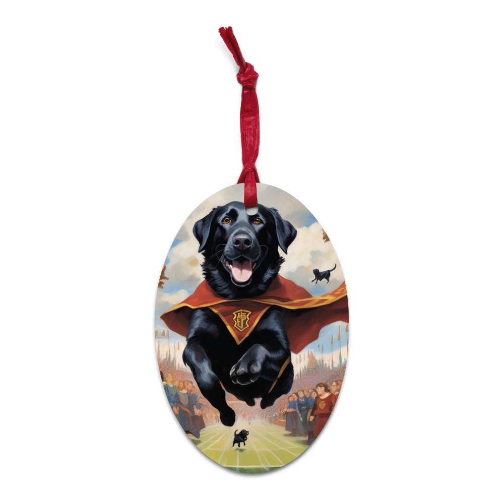 PugMug Custom Black Labrador Retriever Wooden Ornament
