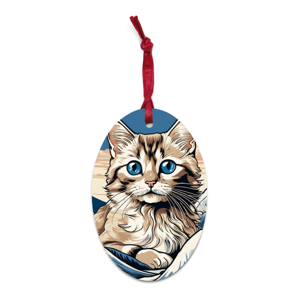 PugMug Custom Tabby Ragdoll Cat Wooden Ornament