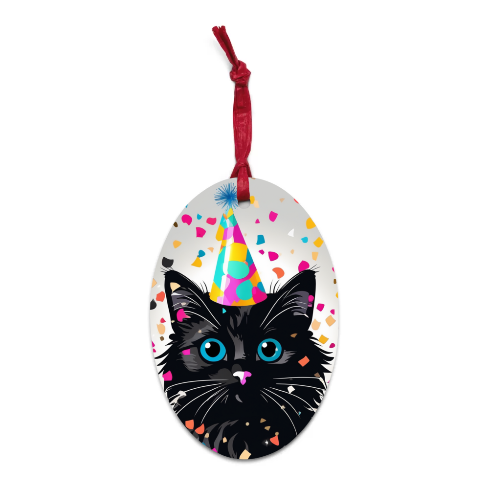 PugMug Custom Black Ragdoll Cat Wooden Ornament