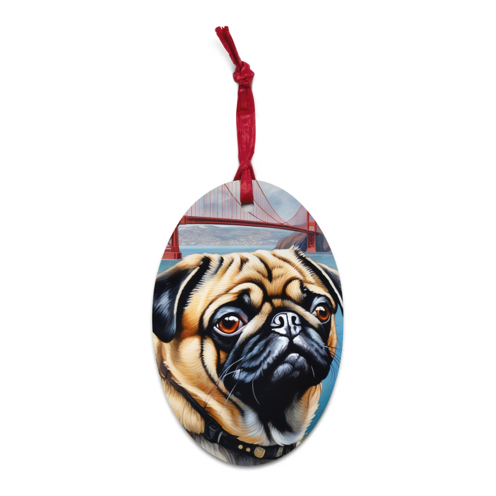 PugMug Custom Pug Wooden Ornament