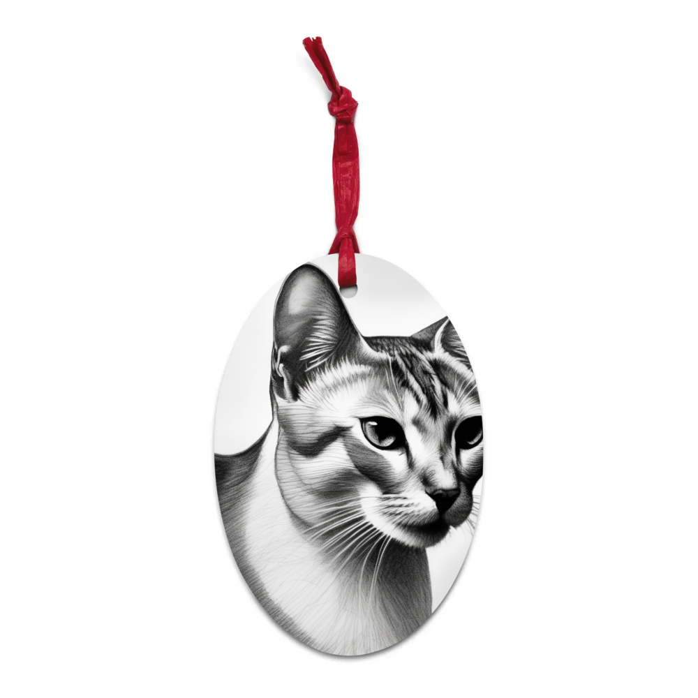 PugMug Custom White Abyssinian Cat Wooden Ornament