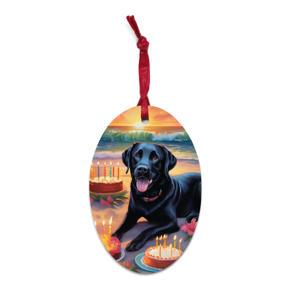PugMug Custom Black Labrador Retriever Wooden Ornament