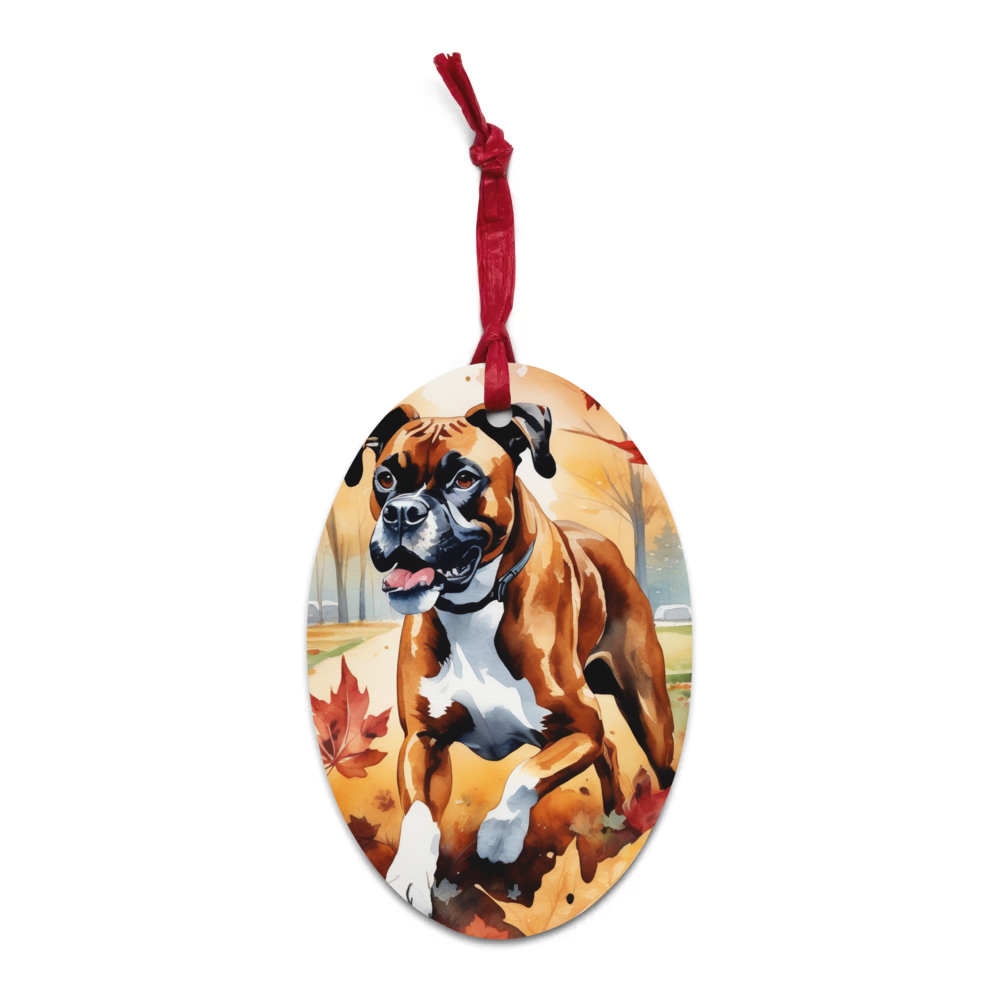 PugMug Custom Boxer Dog Wooden Ornament