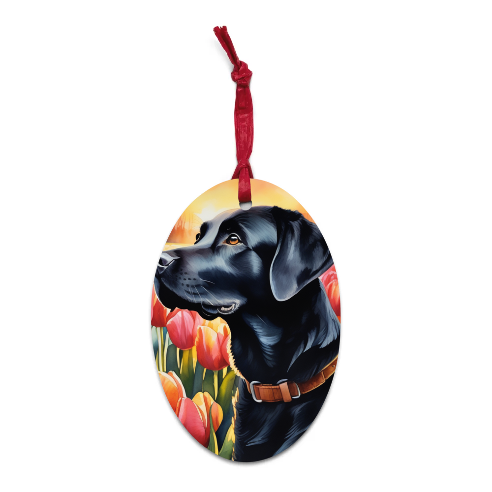PugMug Custom Black Labrador Retriever Wooden Ornament