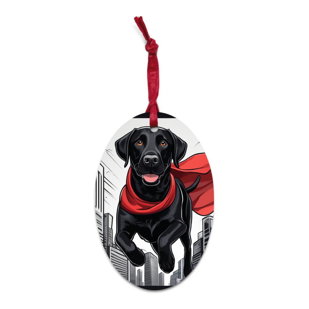 PugMug Custom Black Labrador Retriever Wooden Ornament