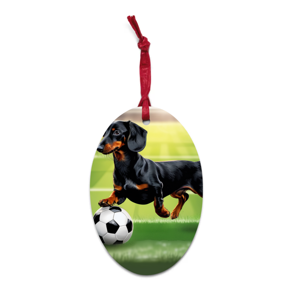 PugMug Custom Black Dachshund Wooden Ornament
