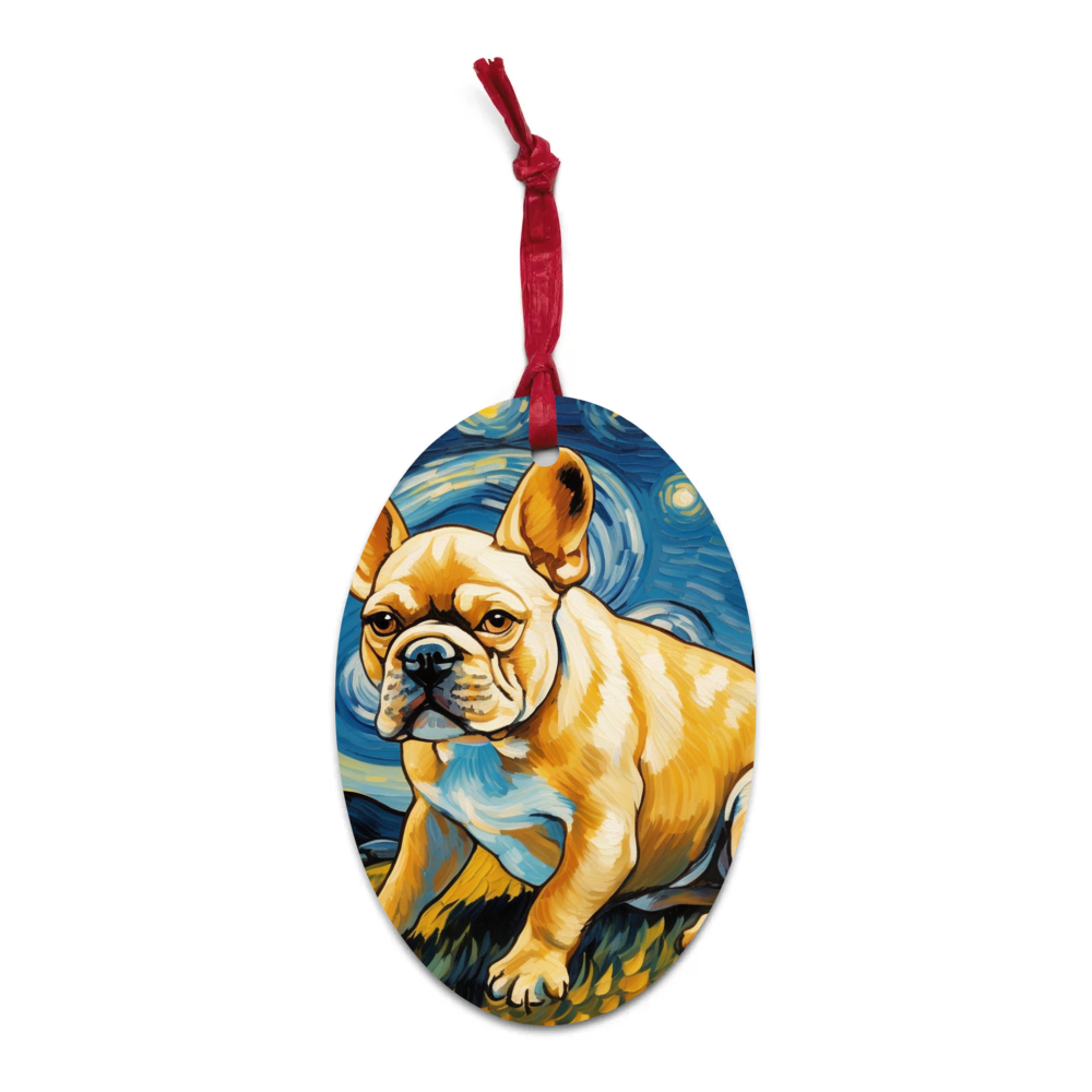 PugMug Custom Tan French Bulldog Wooden Ornament