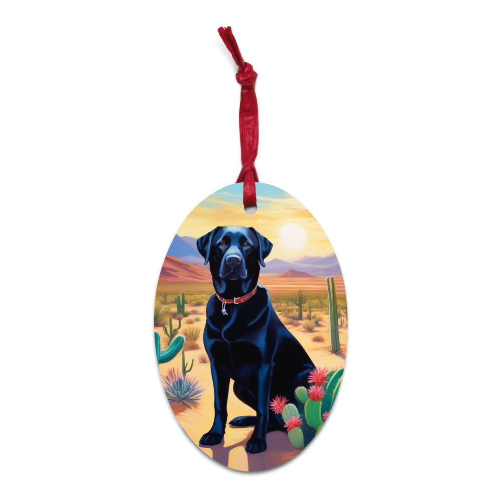 PugMug Custom Black Labrador Retriever Wooden Ornament