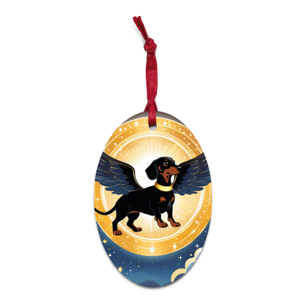 PugMug Custom Black Dachshund Wooden Ornament
