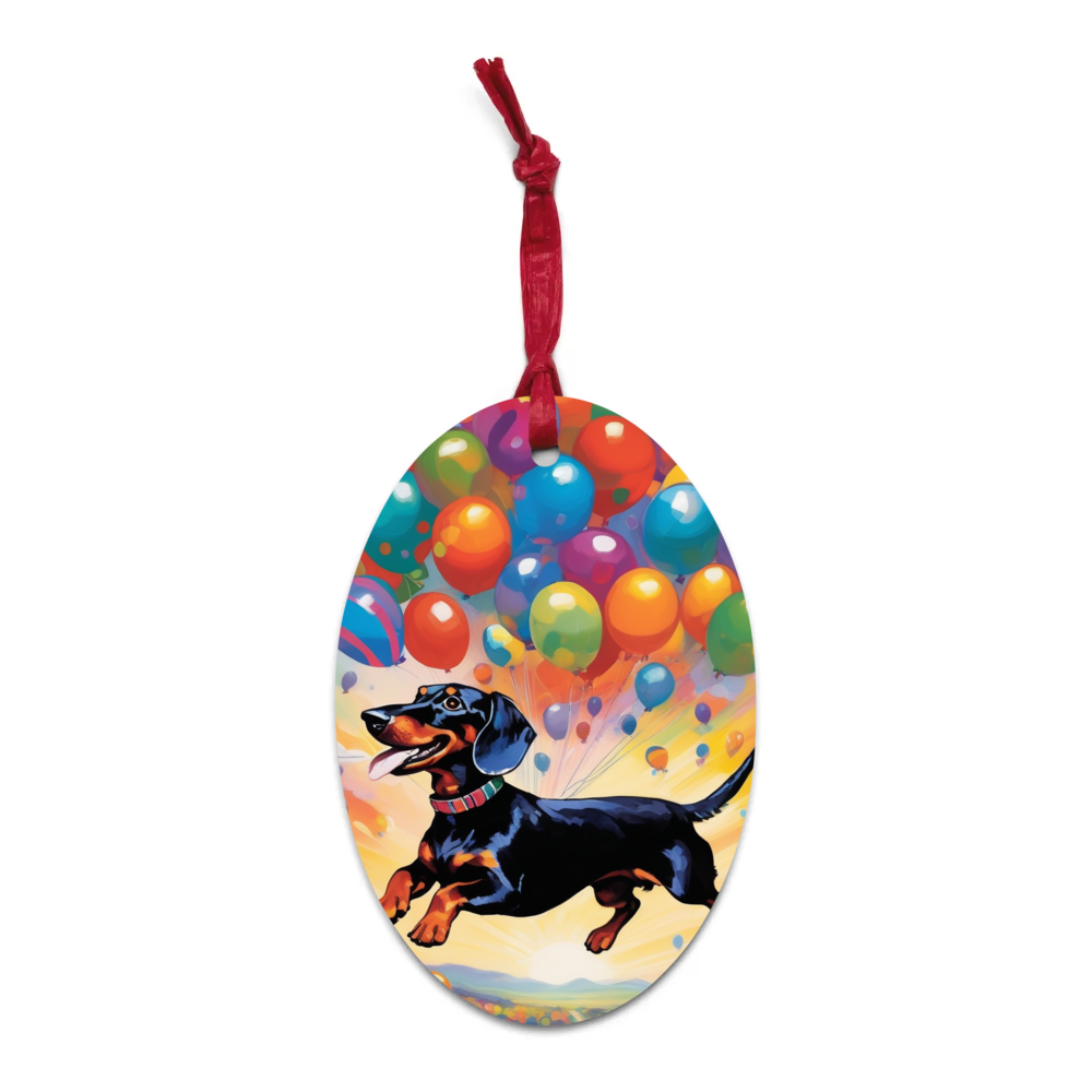 PugMug Custom Black Dachshund Wooden Ornament