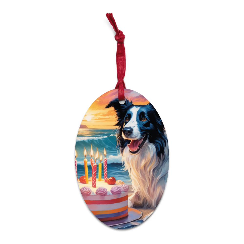 PugMug Custom Border Collie Wooden Ornament