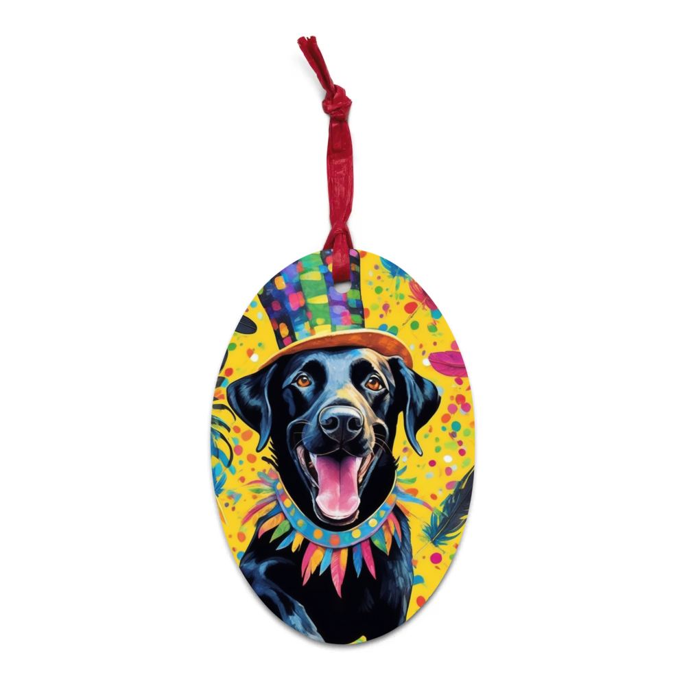 PugMug Custom Black Labrador Retriever Wooden Ornament