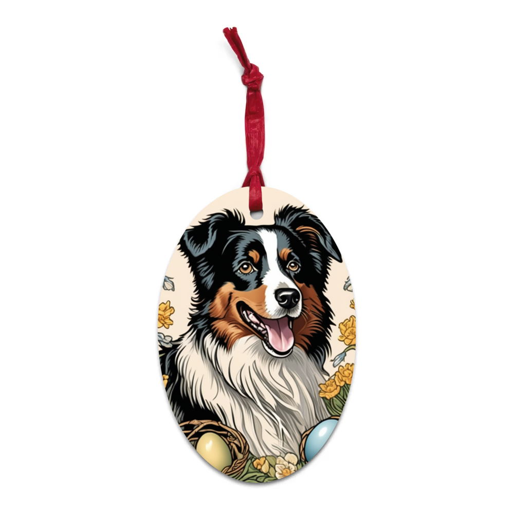 PugMug Custom Australian Shepherd Dog Wooden Ornament