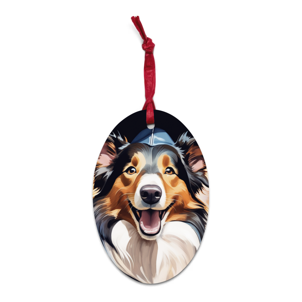 PugMug Custom Collie Wooden Ornament