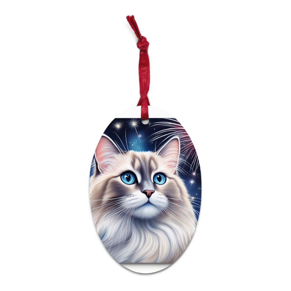 PugMug Custom Tabby Ragdoll Cat Wooden Ornament