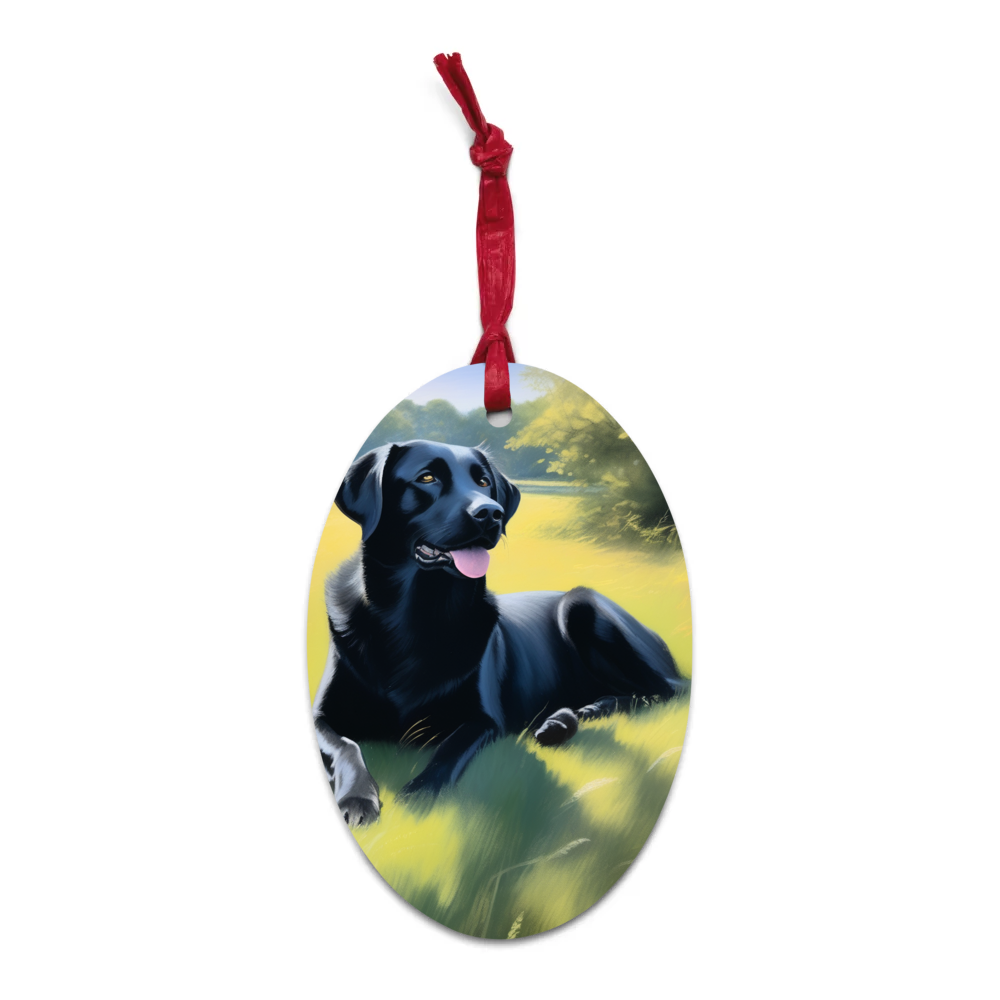 PugMug Custom Black Labrador Retriever Wooden Ornament