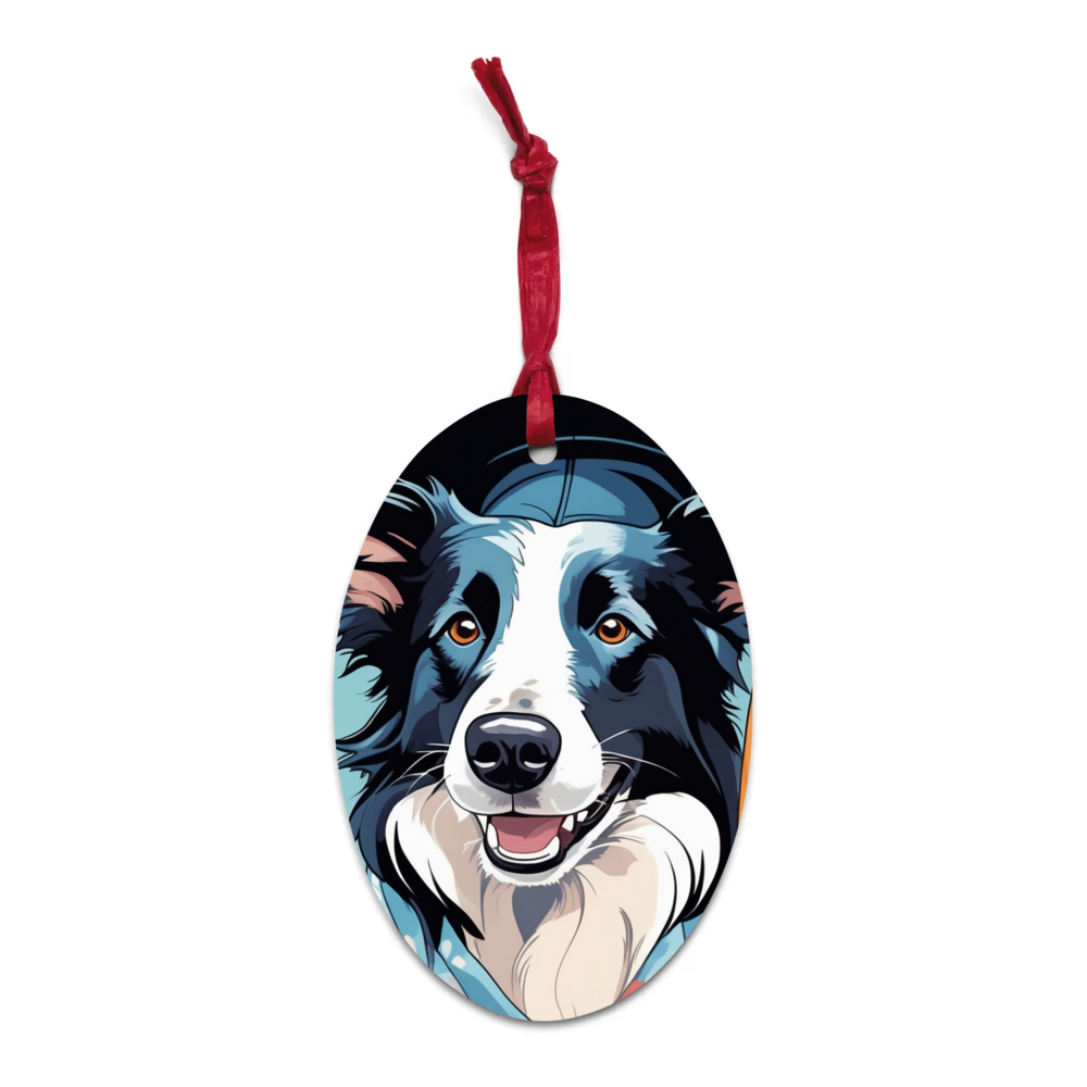 PugMug Custom Border Collie Wooden Ornament